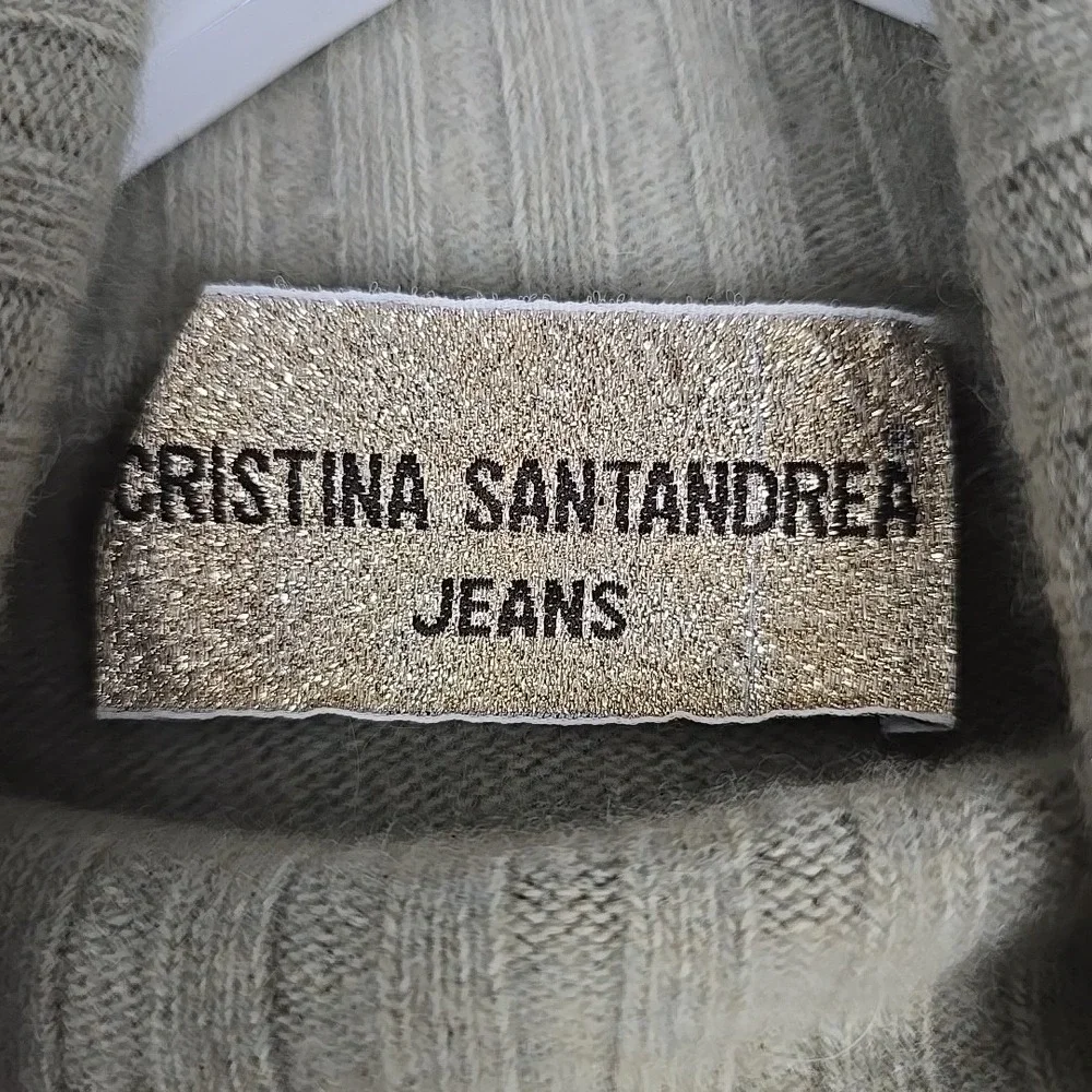 Christina Santandrea Wool‎ Angora Embroidered Cocker Spaniel Sweater Small Green